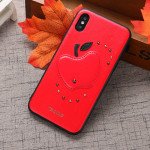 Wholesale iPhone X (Ten) Apple Design Studs Armor PU Leather Case (Black)